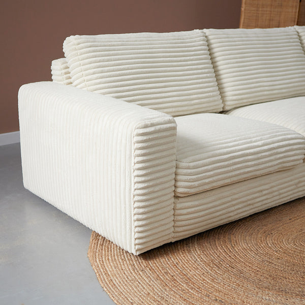 Hoekbank Uno | Beige Ribstof