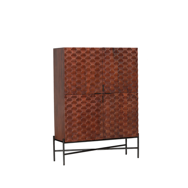 Opbergkast Paola | Mahonie Mangohout | 130 cm — Vooraanzicht - witfoto