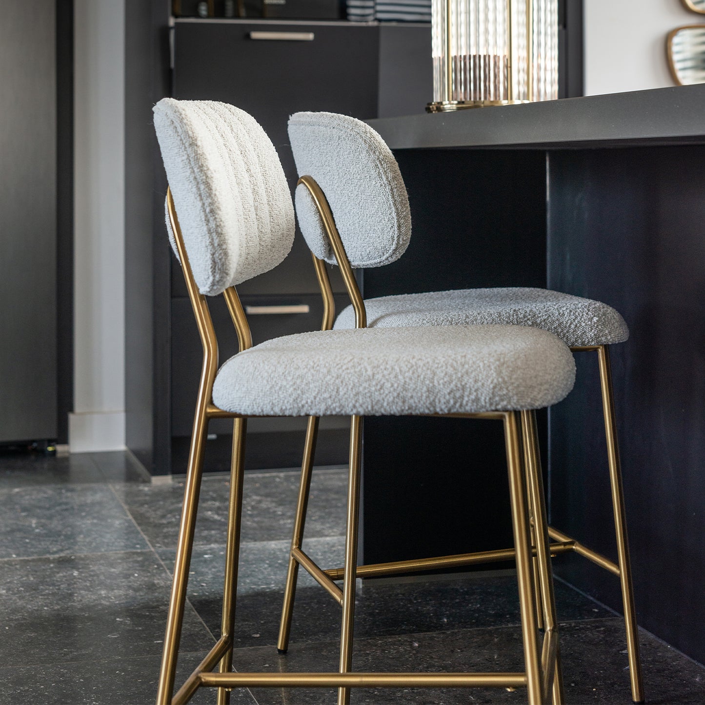 Barkruk Xenia | Kookeiland of Bartafel | Wit Bouclé