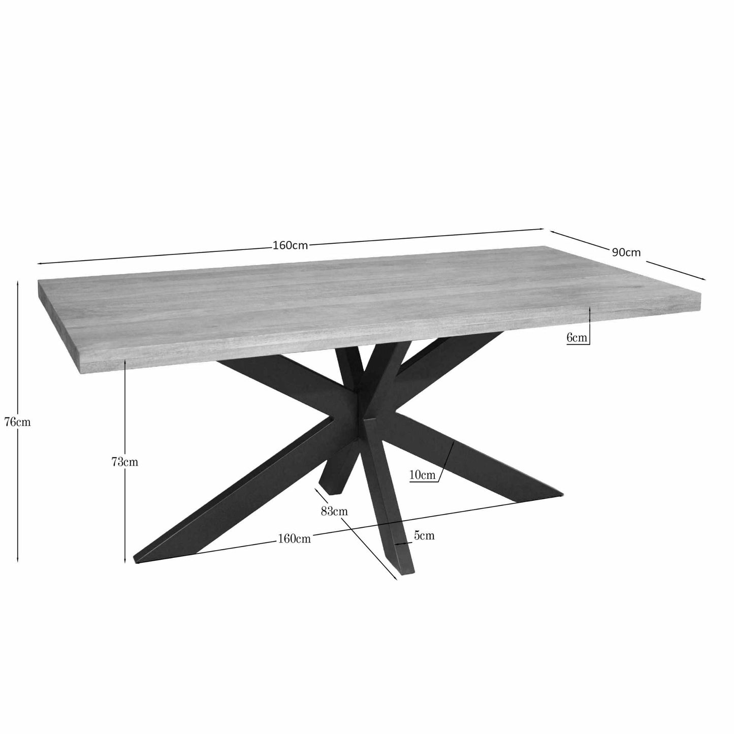 Eettafel Dakota | Naturel Mangohout | Rechthoek