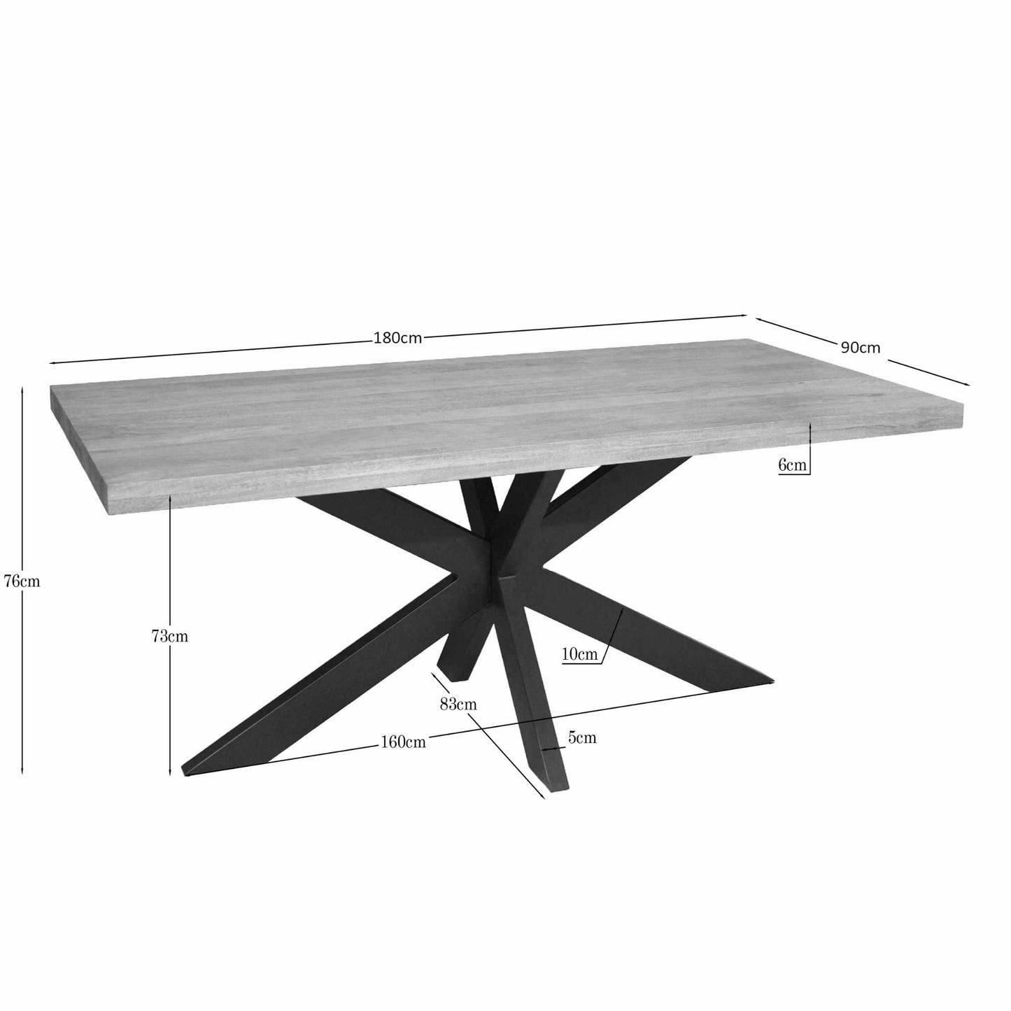 Eettafel Dakota | Naturel Mangohout | Rechthoek