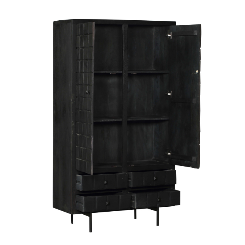 Kabinet kast Brandy Black | 2 deuren 4 lades