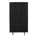 Kabinet kast Brandy Black 2 deuren 4 lades, vooraanzicht op witte achtergrond