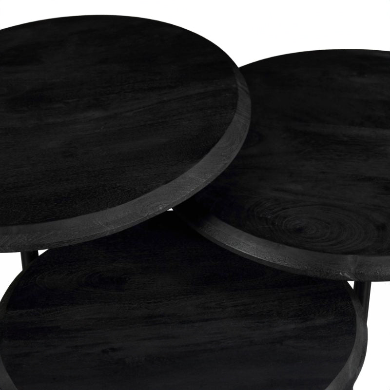 Salontafel Ohio Black | Set Van 3 | Zwart Mangohout