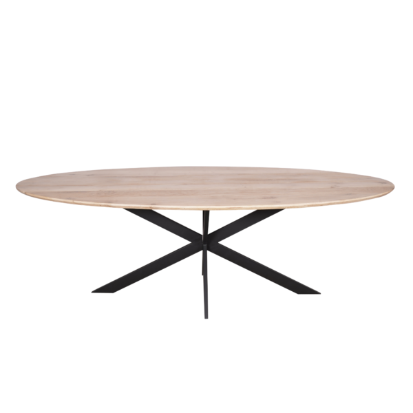 Eiken eettafel Ferris Naturel | Ovaal | Onderstel Zwart