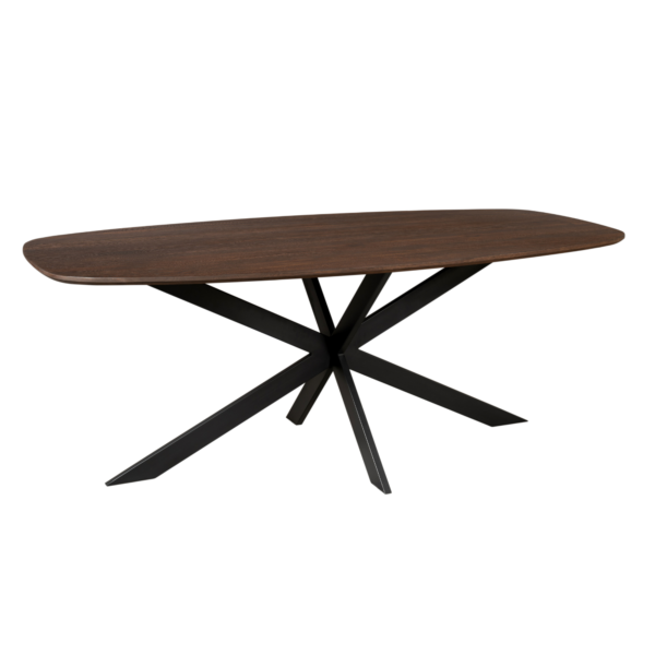 Eiken eettafel Ferris Bruin | Deens Ovaal | Onderstel Zwart