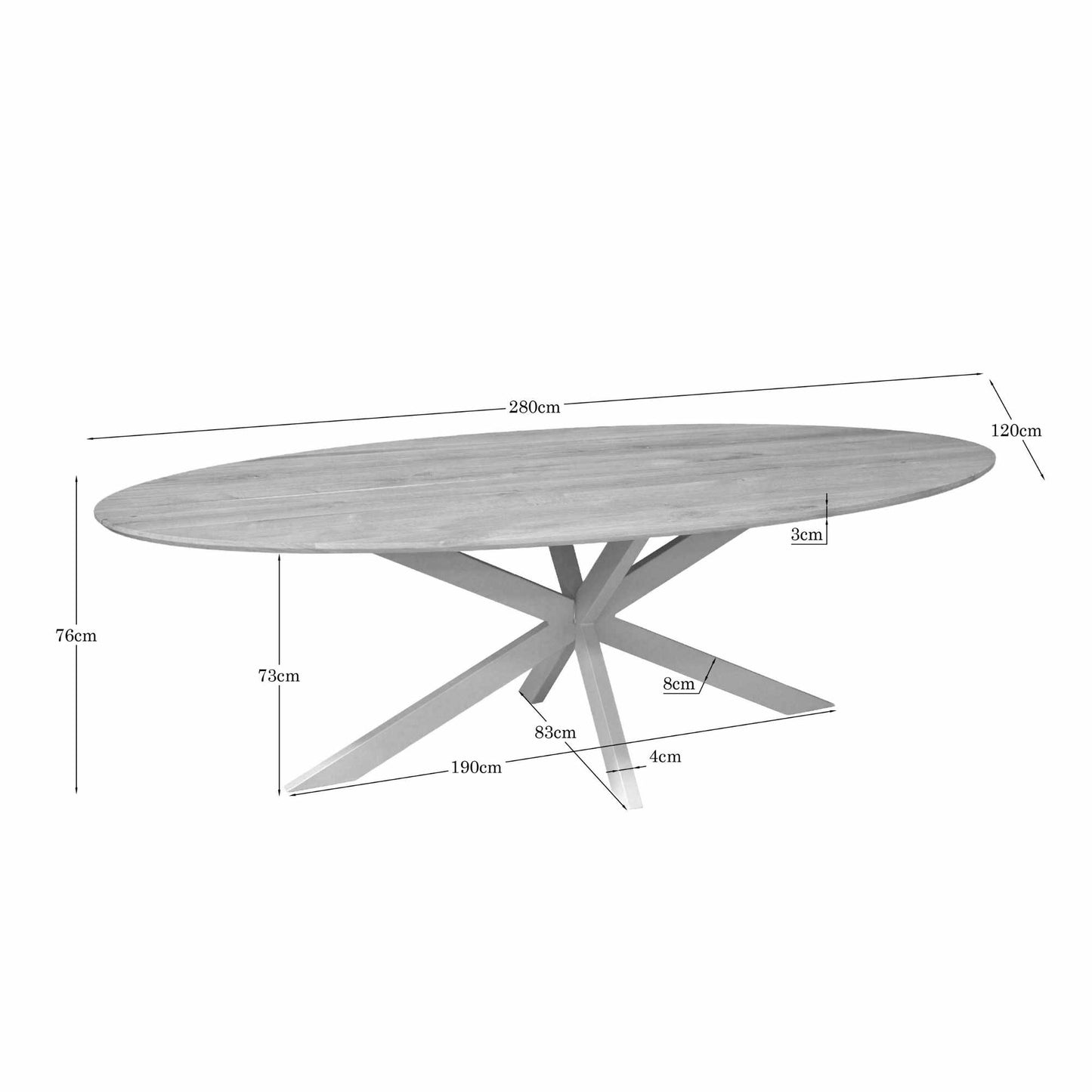 Eiken eettafel Ferris | Ovaal | Naturel | Poot Sand