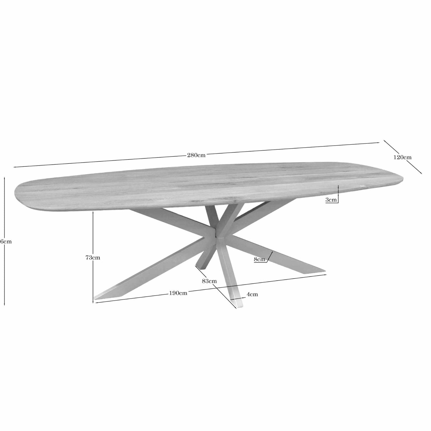 Eiken eettafel Ferris | Deens Ovaal | Naturel | Poot Sand