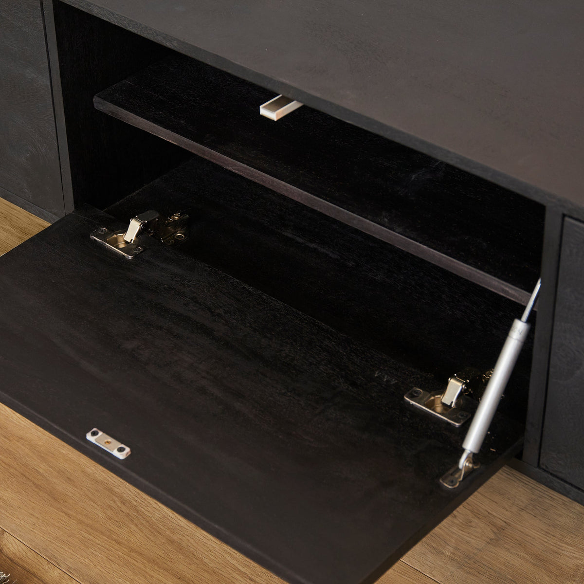 TV-Meubel Vision | Zwevend | Zwart Mangohout — Detail