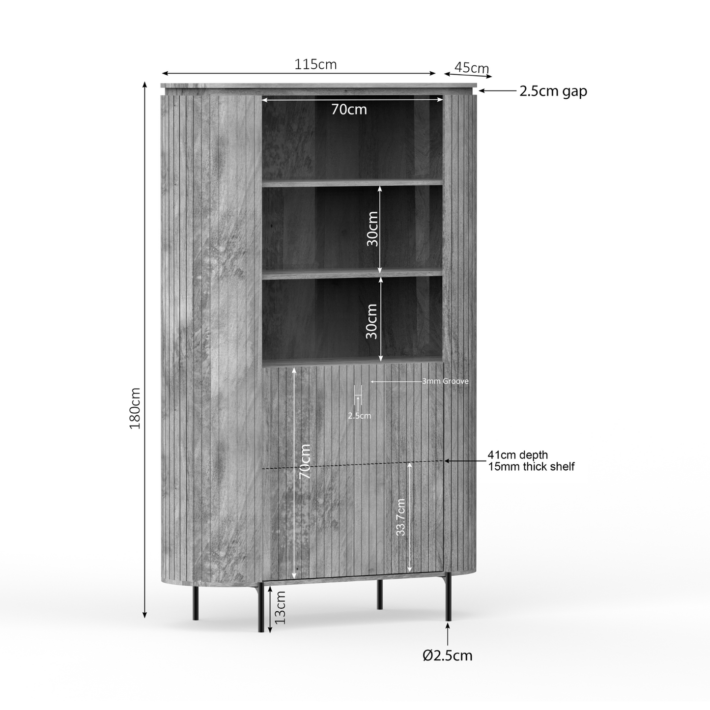 Wandkast Solana | Mangohout | Taupe