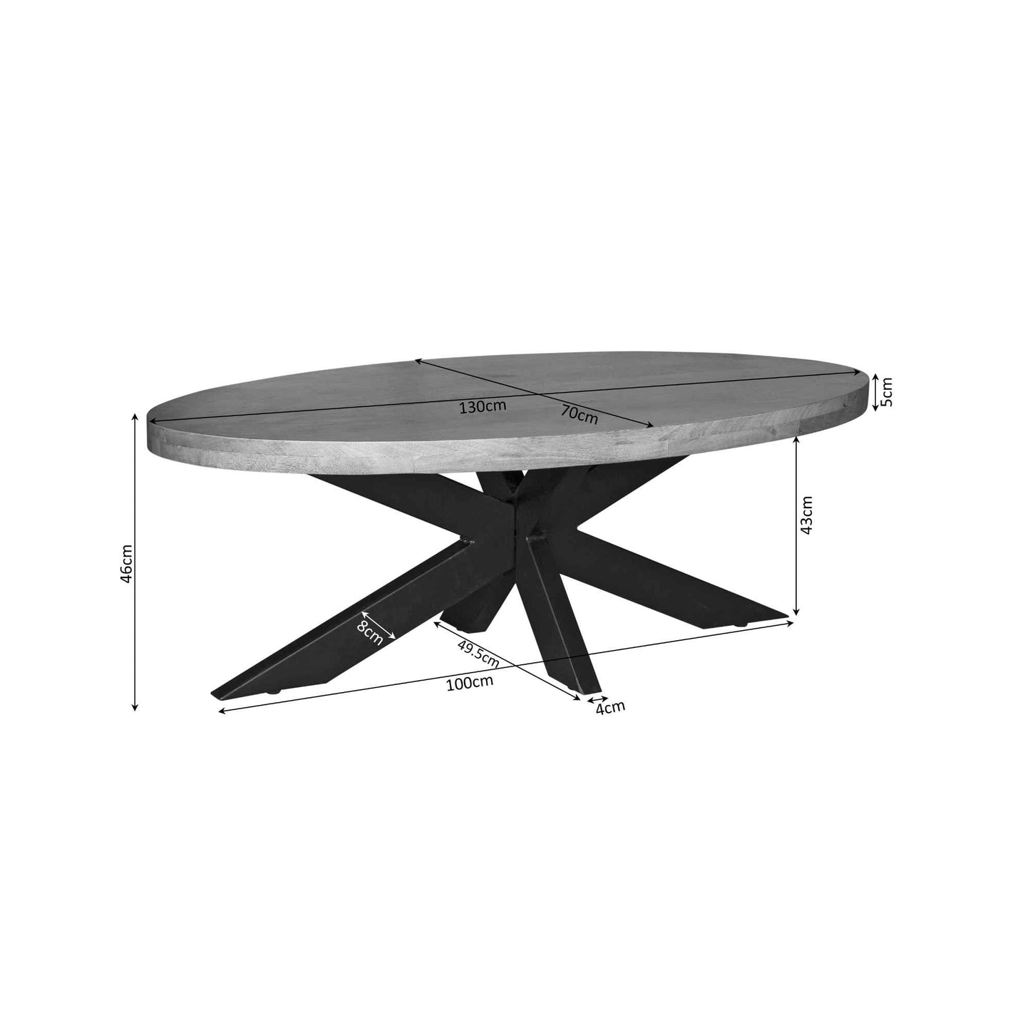 Salontafel Freya | 130 cm | Ovaal