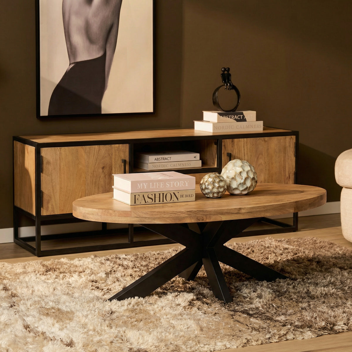 Salontafel Dakota 130 cm ovaal in een interieur