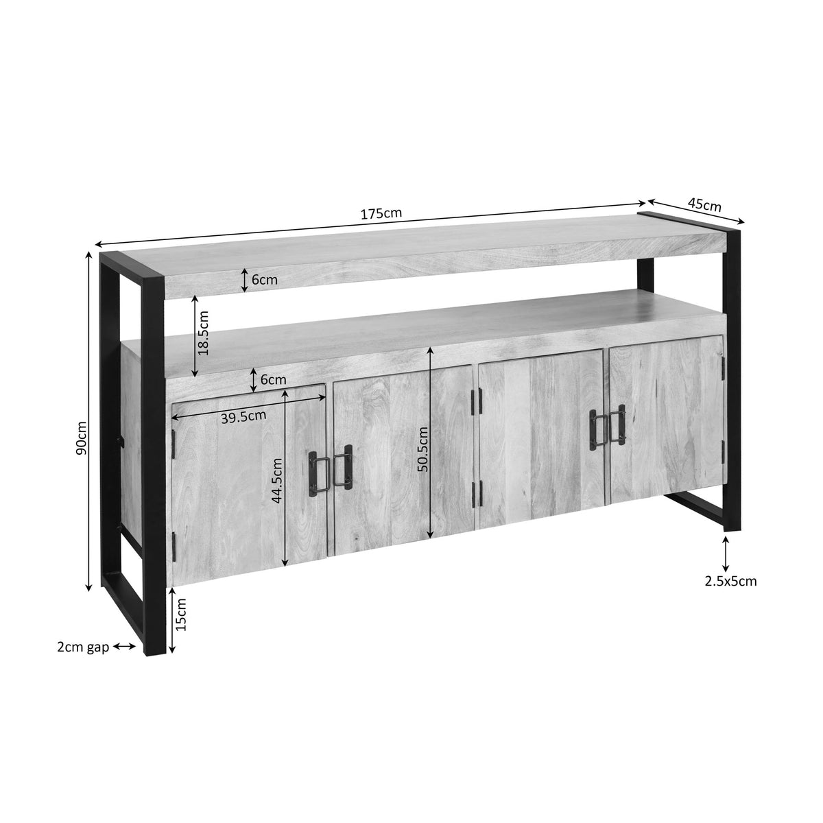 Dressoir Britt | 4 Deuren | Naturel Mangohout
