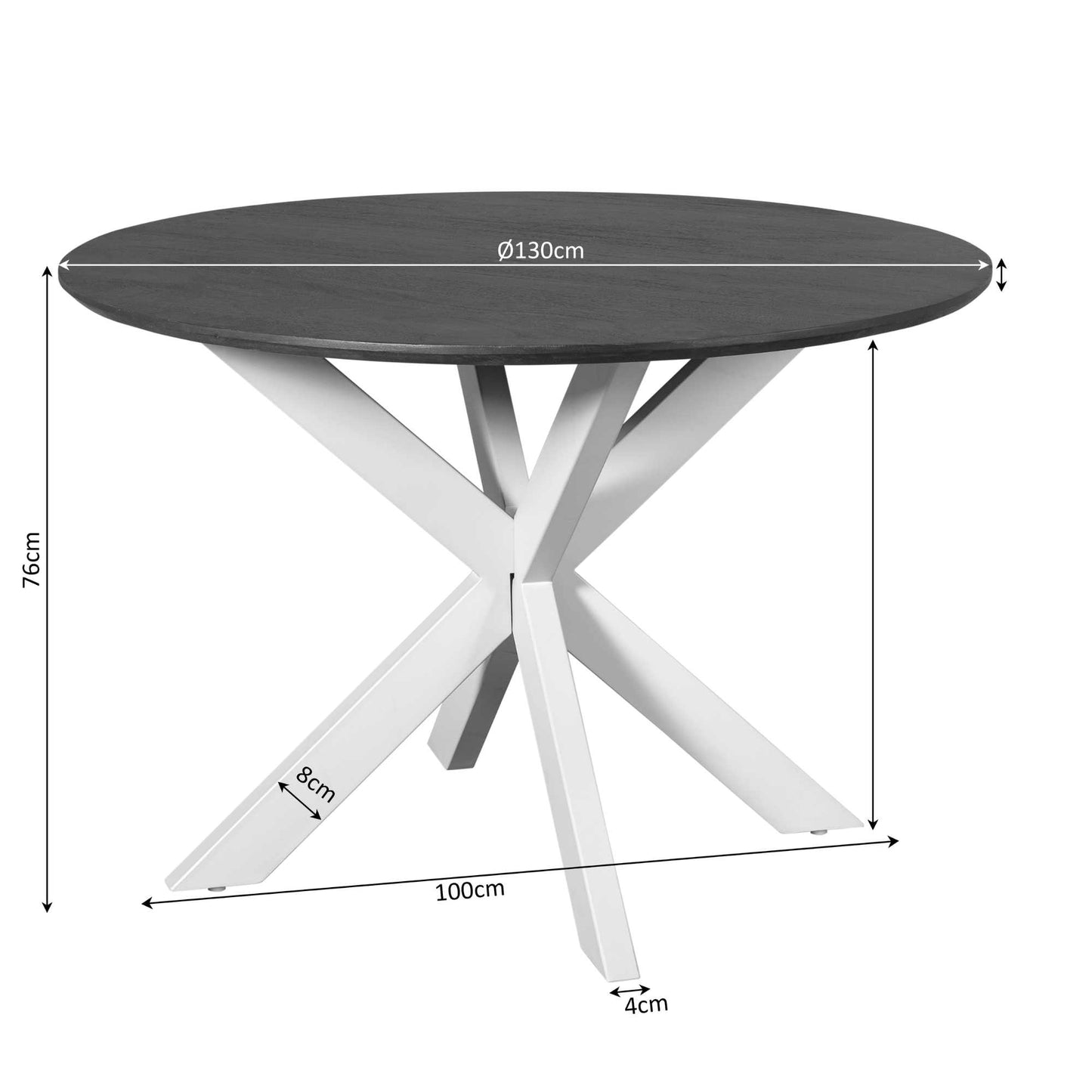 Eettafel Madison Brown | Rond | Zwart Onderstel