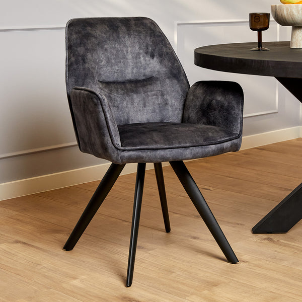 Eetkamerstoel Nova | Antraciet Velvet