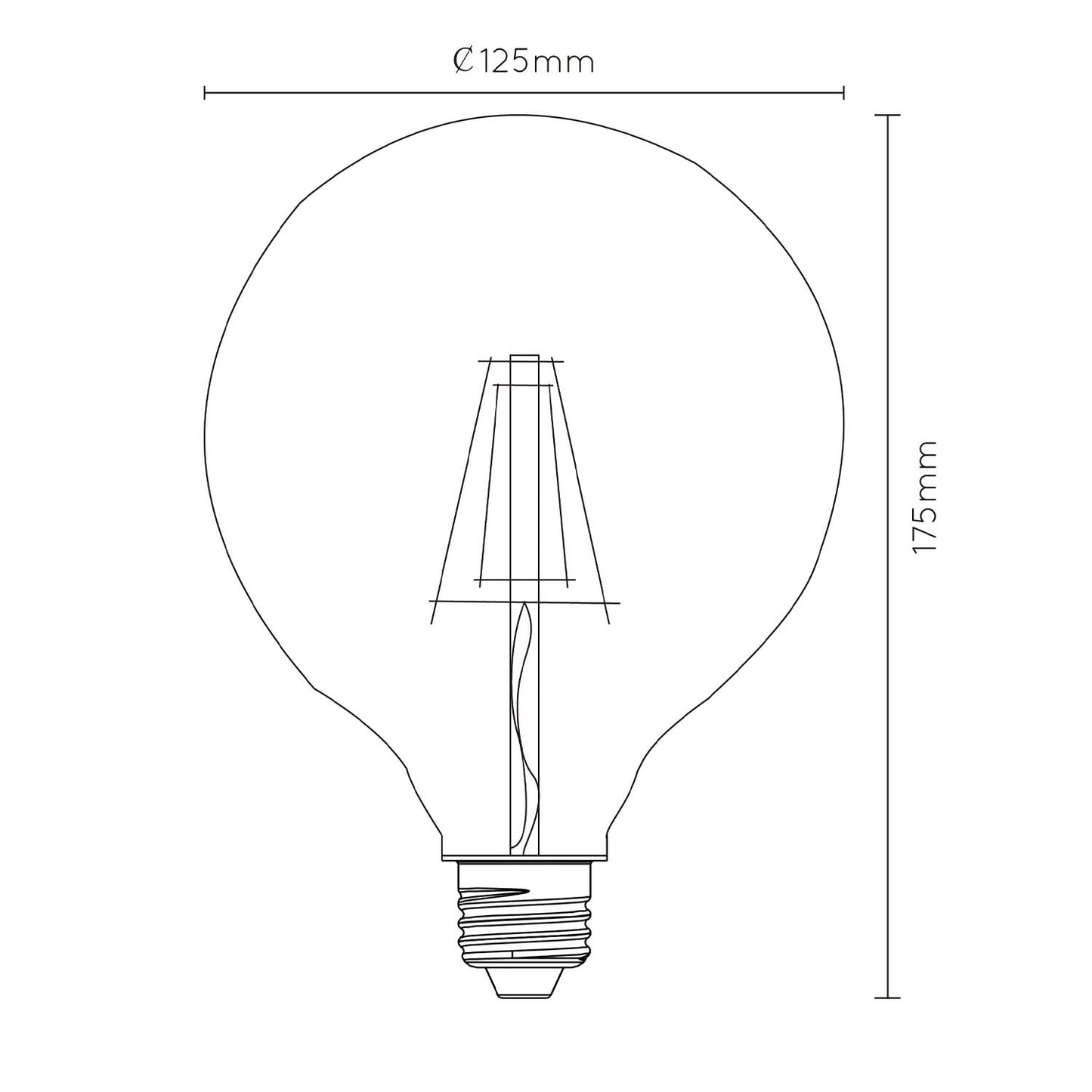 Lichtbron G125 | LED Dimbaar | Filament Bol Ø12,5 | Transparant Glas