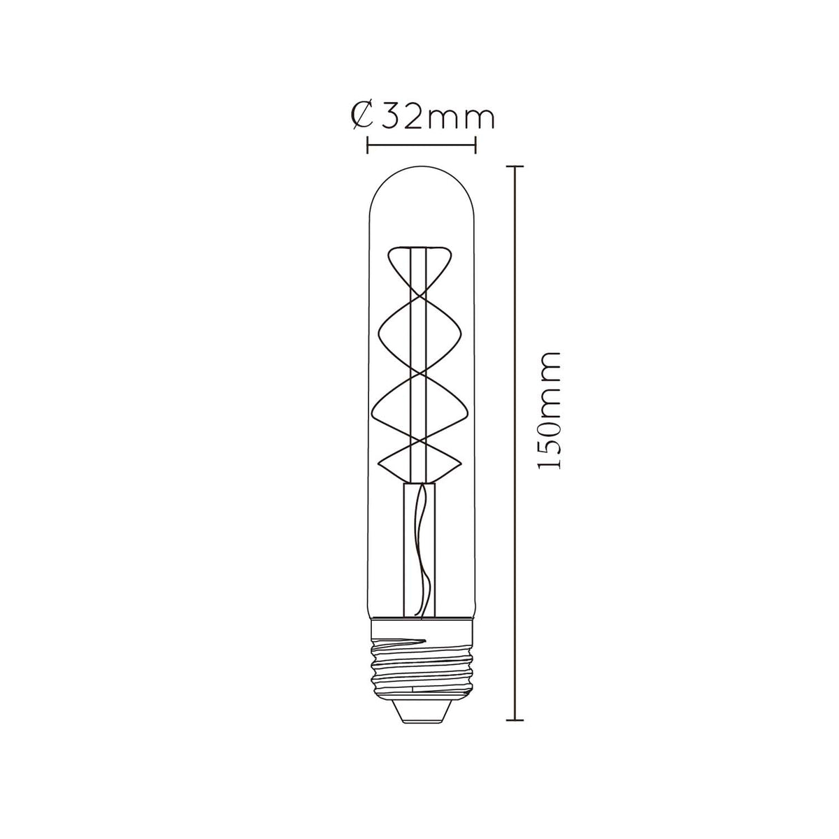 Lichtbron T32 | LED Dimbaar | Filament Bol Ø3 | Amberkleurig Glas