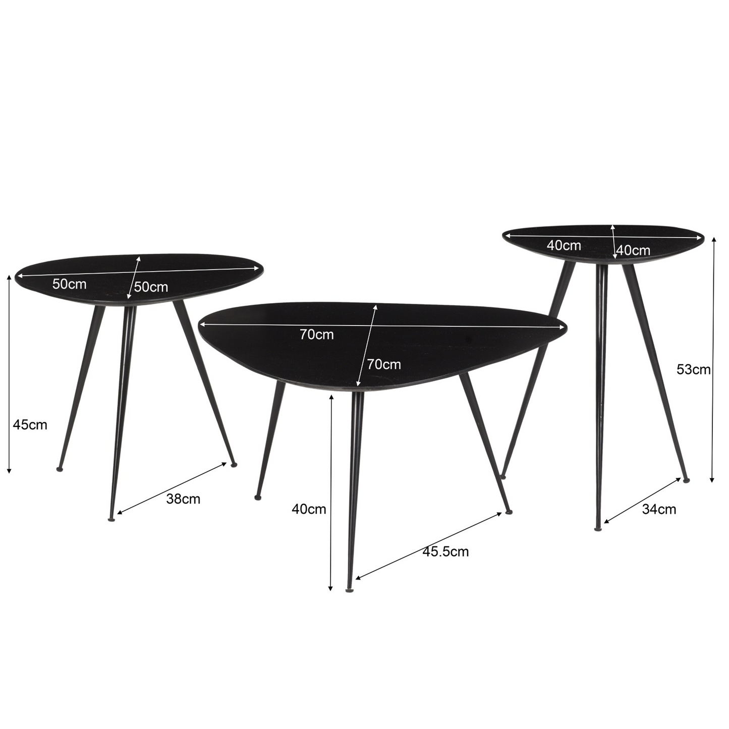 Salontafelset Loua | Zwart Mangohout