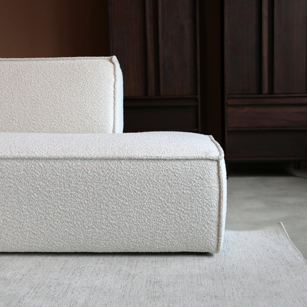 Hoekbank Enzo | Naturel Bouclé — Zijaanzicht - witfoto