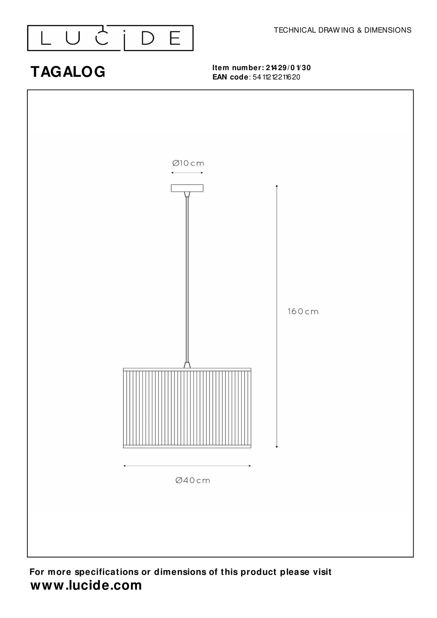 Hanglamp Tagalog | E27 | Zwart