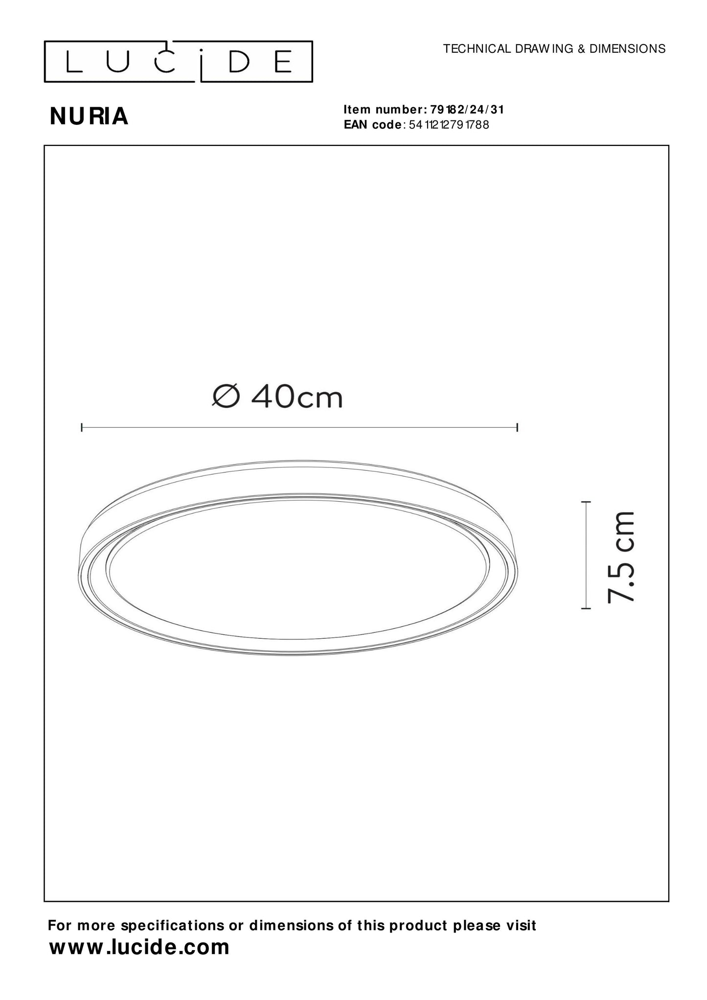 Plafonnière Nuria | Ø 40 cm | Wit