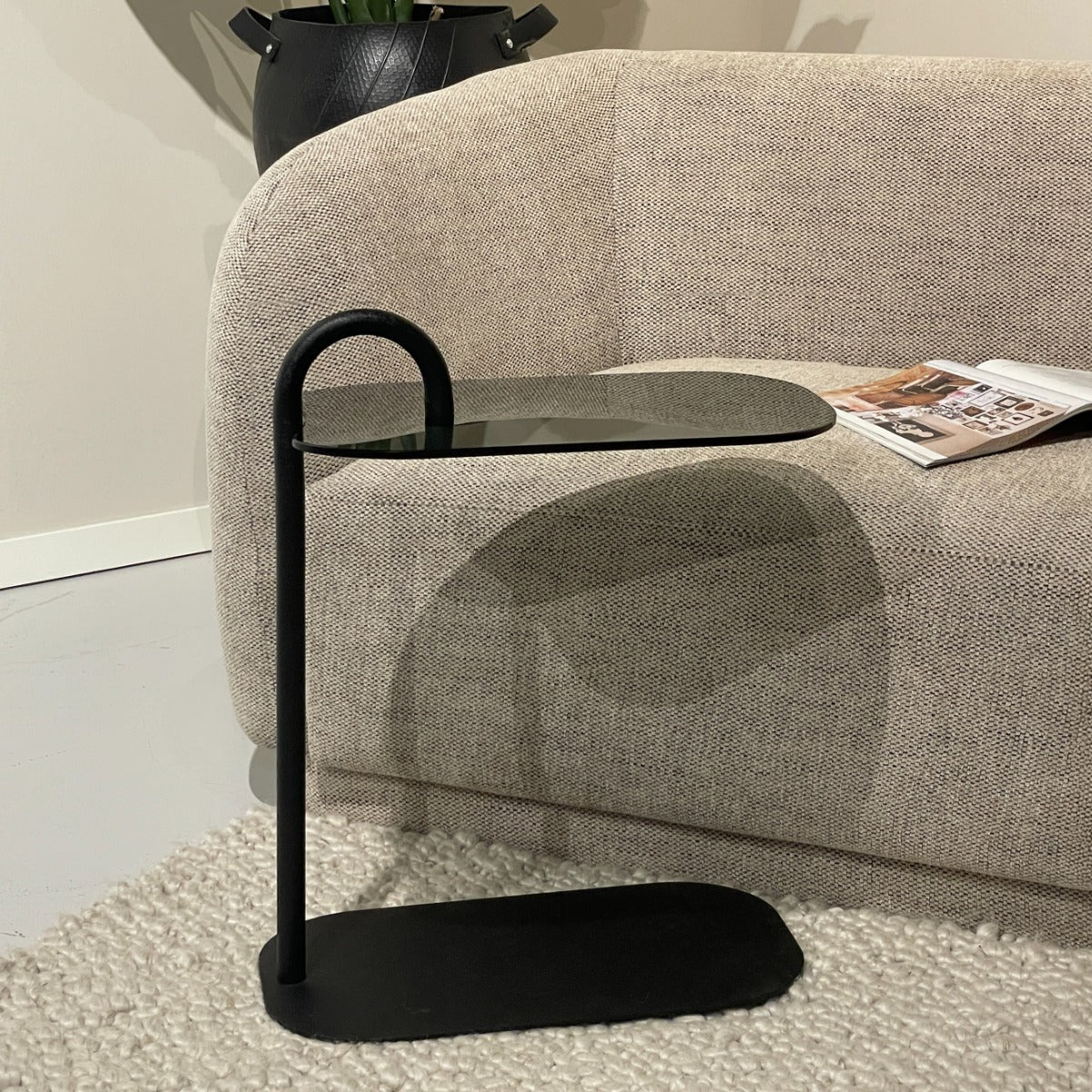 Bijzettafel Brix | Zwart Glas