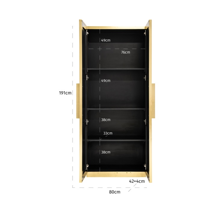 Wandkast Ironville | 191 cm Hoog | Goud