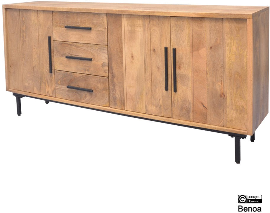 Dressoir Jayden | Mangohout | 3 Lades en 3 Deuren