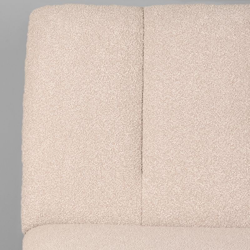 Eetkamerbank Modula naturel bouclé 3-zits magazijn leegverkoop, detail van het materiaal