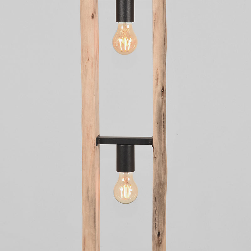Vloerlamp Woody naturel hout, detail van het materiaal