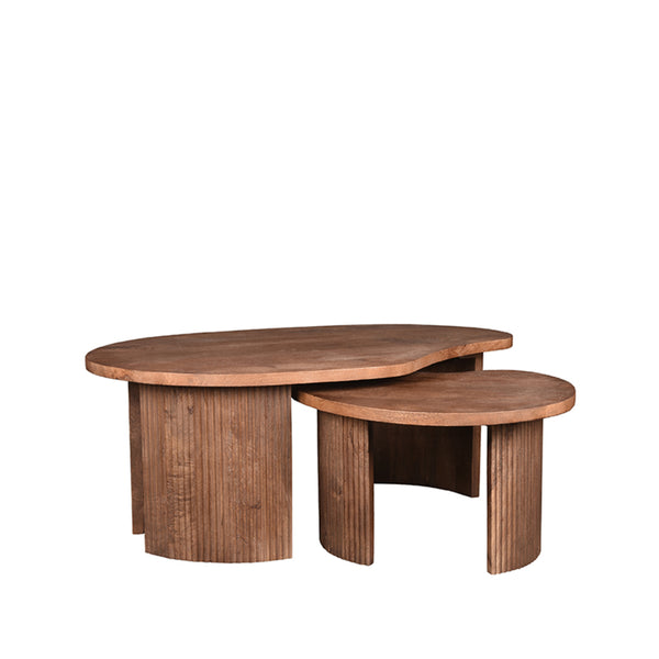 Salontafel Set Timon | Espresso Mangohout — Vooraanzicht - witfoto