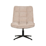 Fauteuil Vince beige stof, vooraanzicht op witte achtergrond