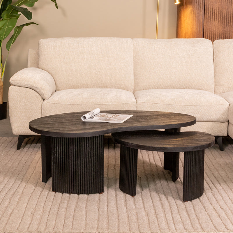 Salontafel Set Timon | Zwart Mangohout — Algemene Sfeerfoto