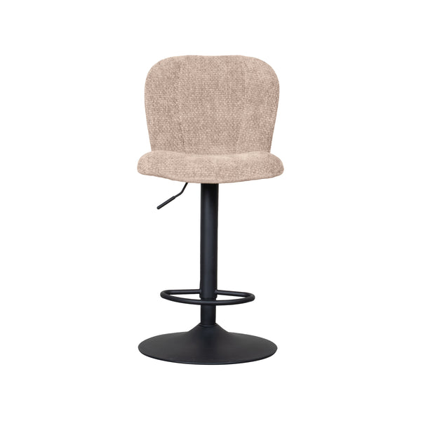 Barkruk Vino beige stof, vooraanzicht op witte achtergrond