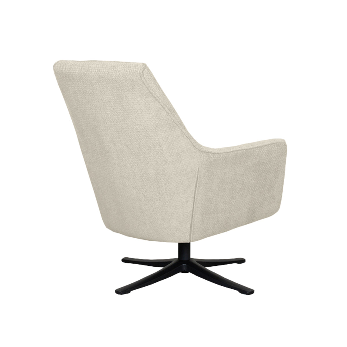 Fauteuil Tod naturel stof, schuin achteraanzicht op witte achtergrond