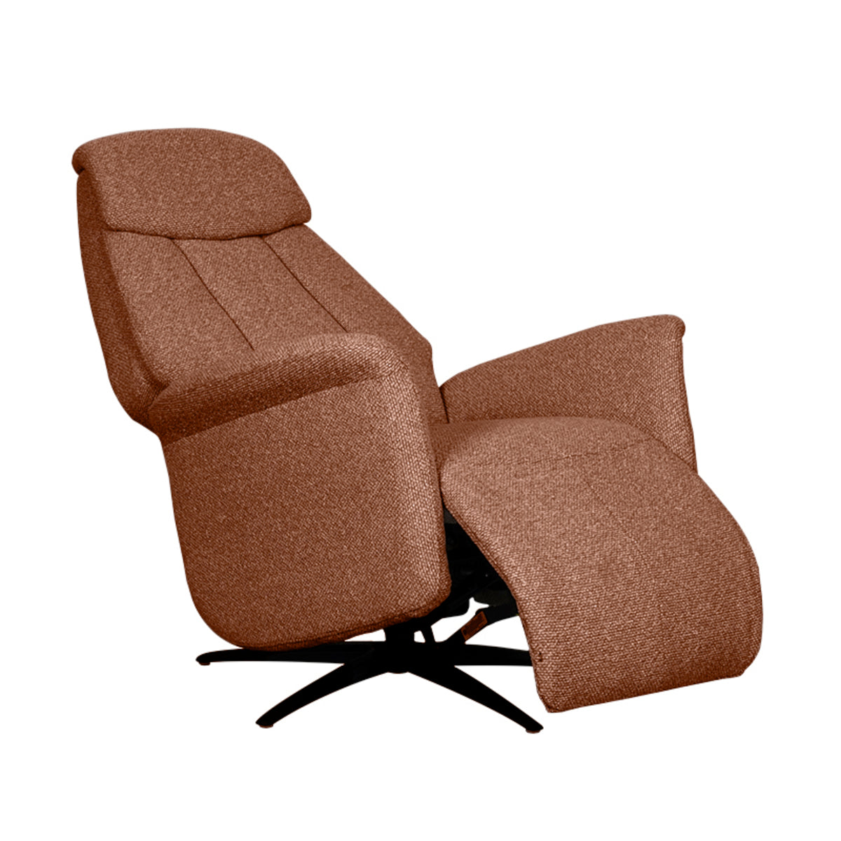 Elektrische Relaxfauteuil Oslo rood bouclé, detail van de functie