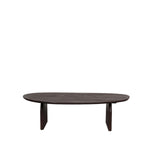 Salontafel Cooper bruin mangohout, vooraanzicht op witte achtergrond