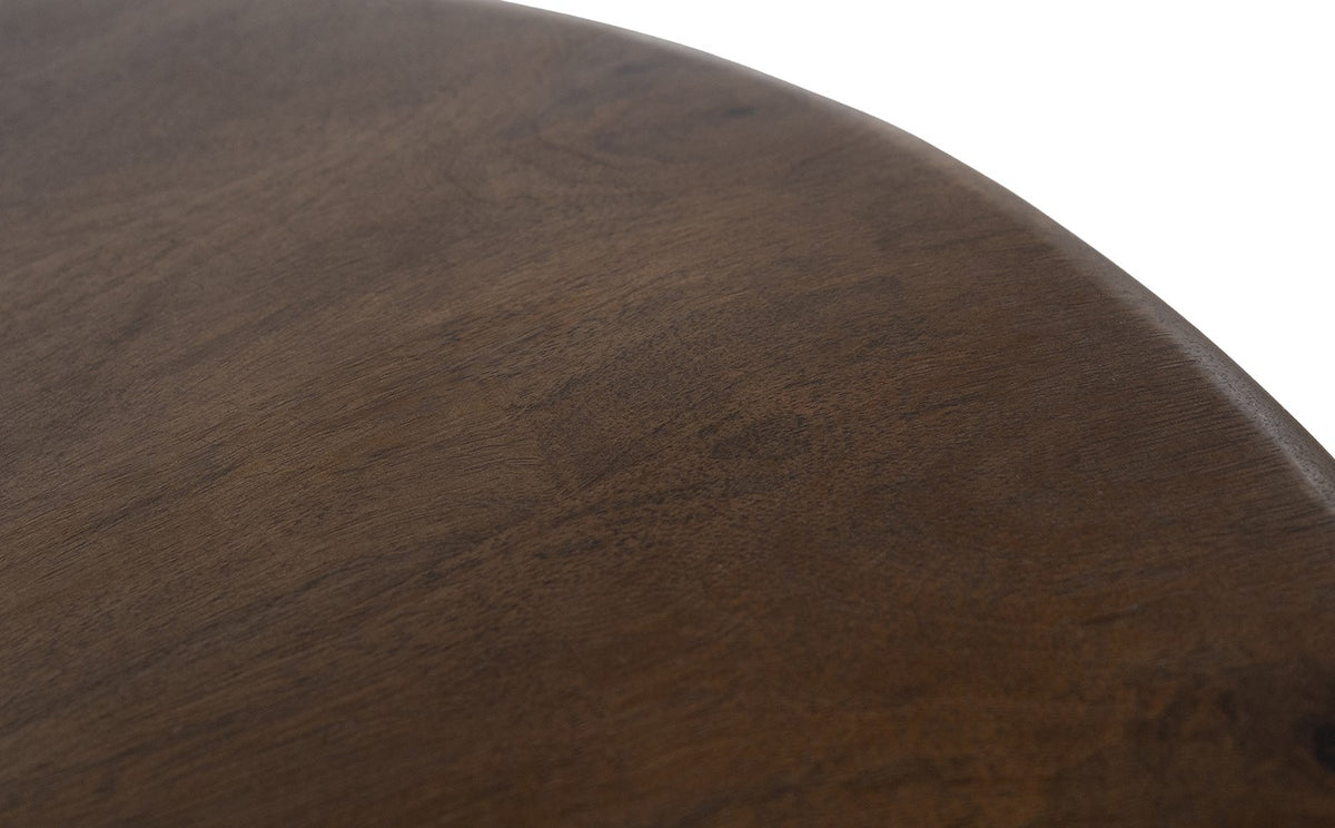 Salontafel Zodiac 60cm dark walnoot mango, detail van het materiaal