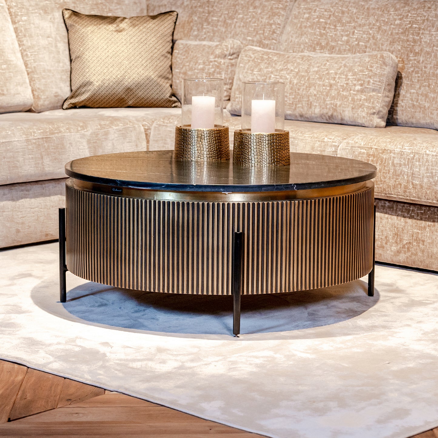 Salontafel Ironville | Rond | Zwart/Goud Marmer