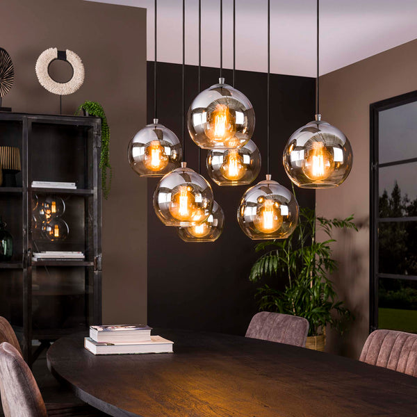 Hanglamp Bubble Shaded 7L | Oud Zilver