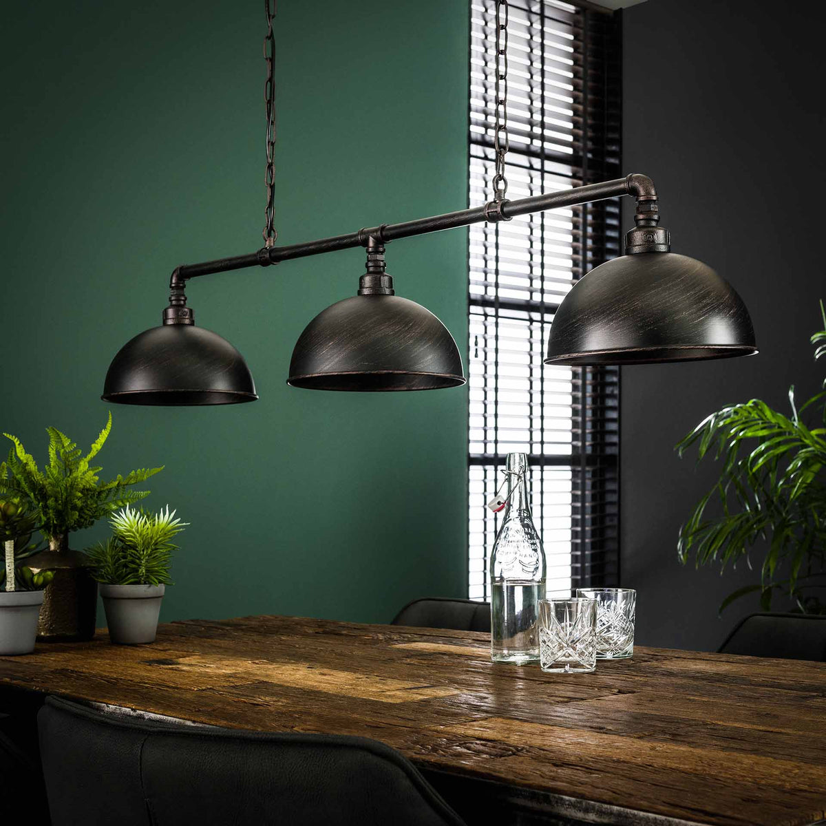 Hanglamp Tube 3L, vooraanzicht in een interieur