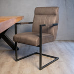 eetkamerstoel grijs met armleuning logan antraciet