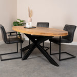 industriele eettafel ovaal mangohout