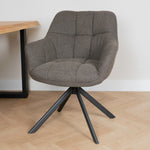 draaibare eetkamerstoel donker bruin boucle