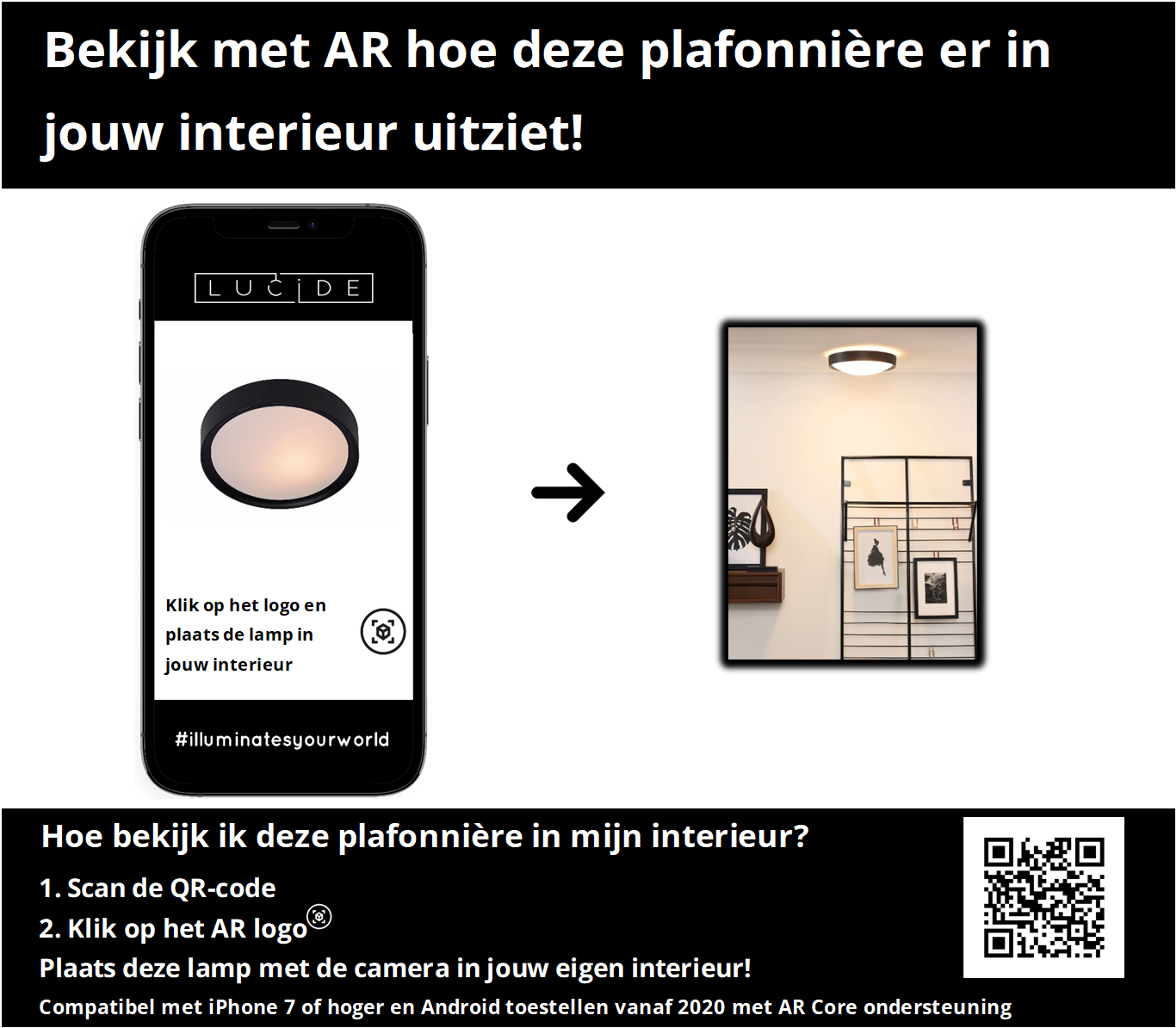 Plafonnière Lex | Ø 33 cm | 2xE27 | Zwart