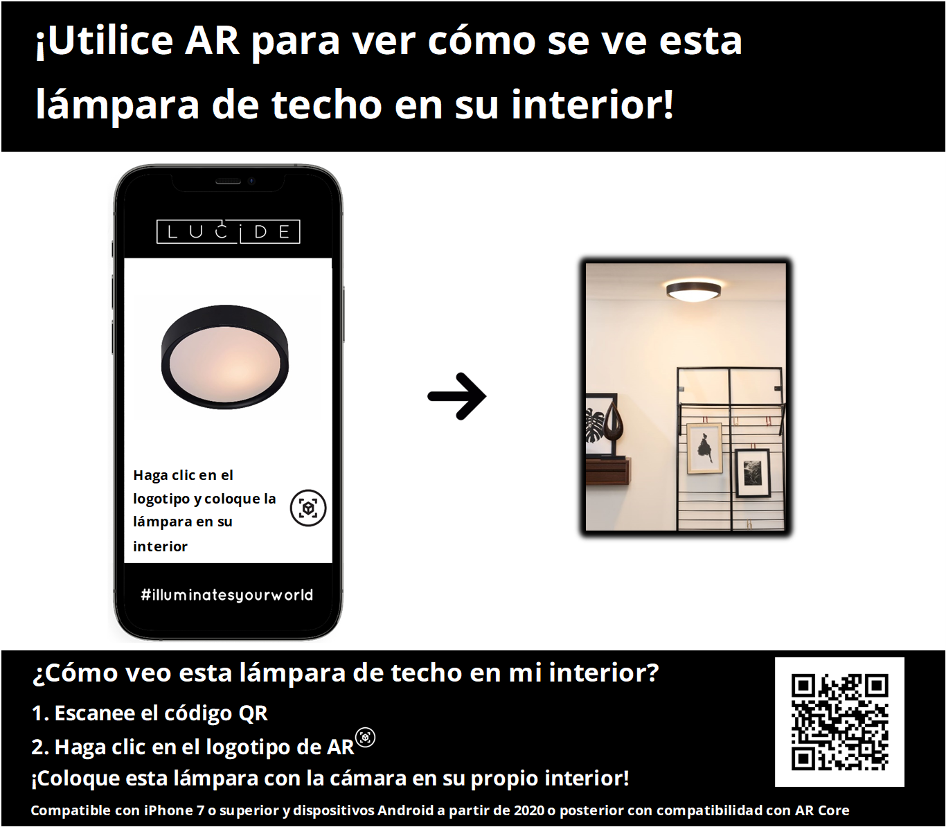 Plafonnière Lex | Ø 33 cm | 2xE27 | Zwart