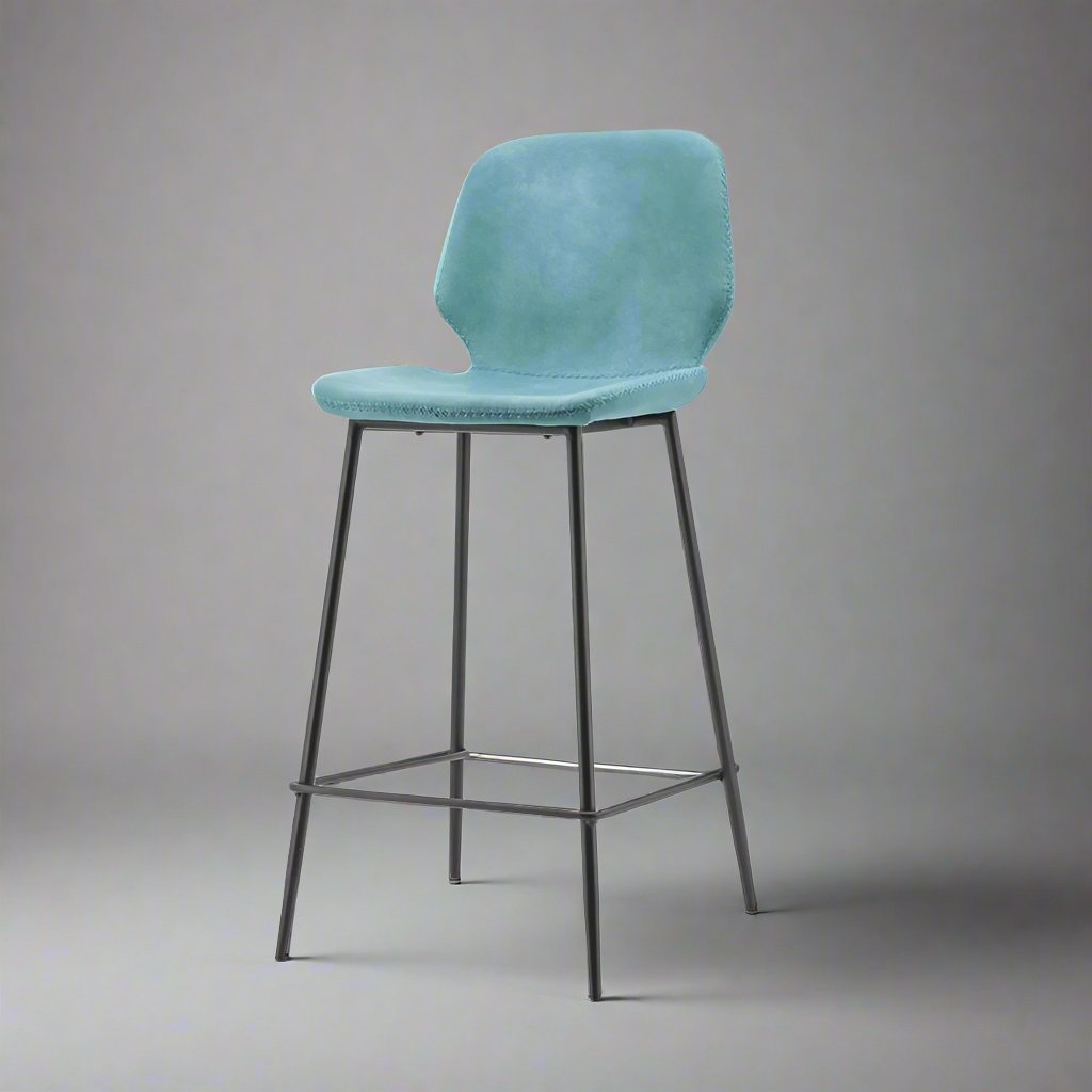 Barkruk Seashell laag | Blauw PU Leer