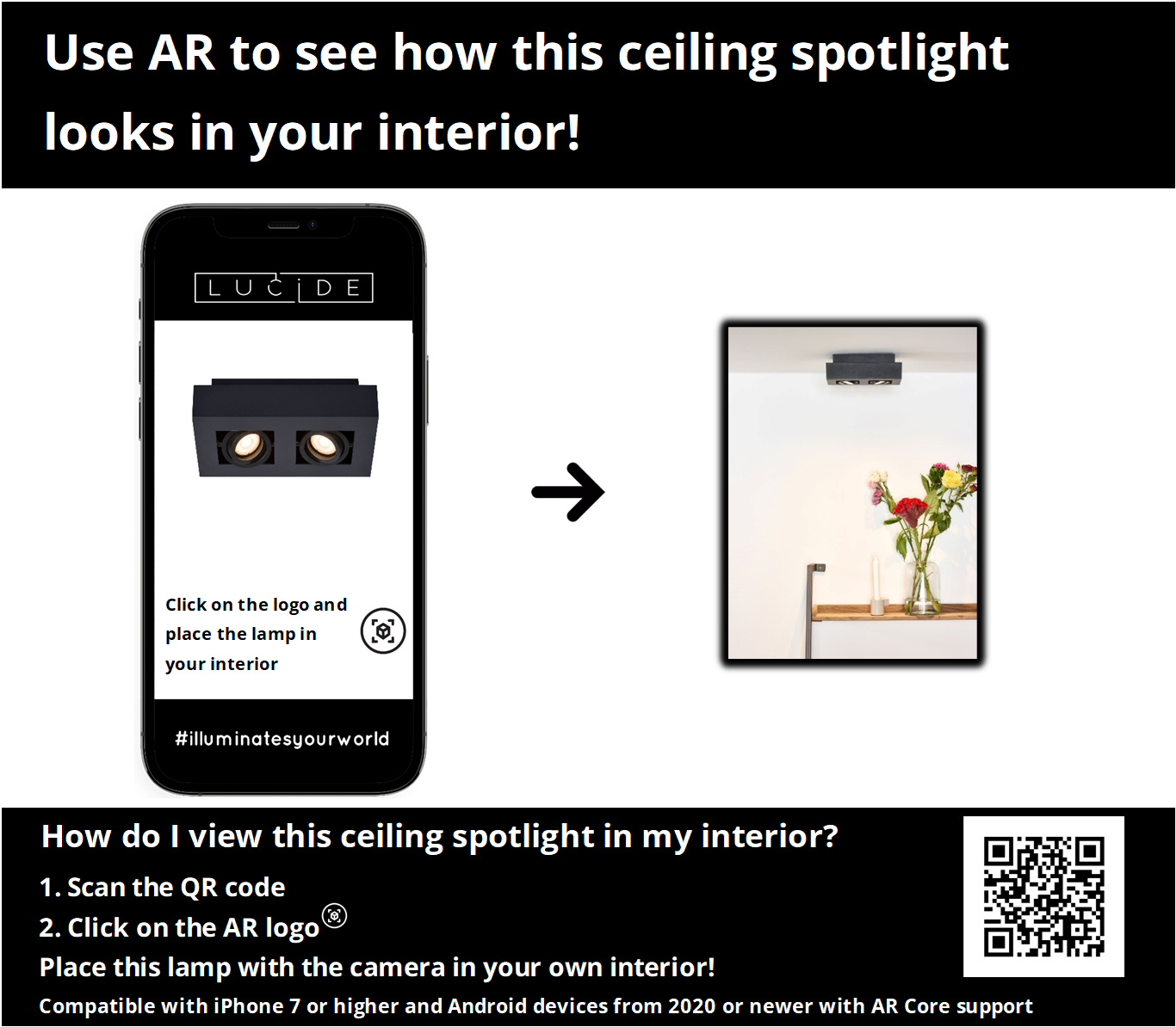 Plafondspot Xirax | 2-Lichts | LED Dim to warm | Zwart Metaal