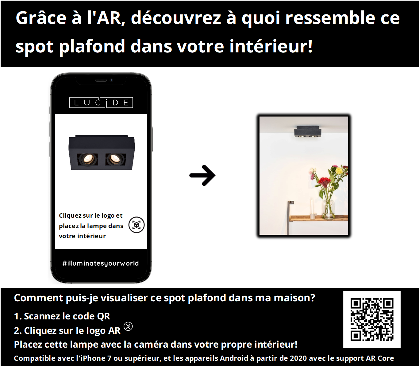 Plafondspot Xirax | 2-Lichts | LED Dim to warm | Zwart Metaal