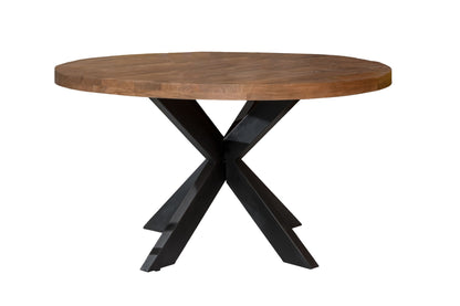 Eettafel Brix Sturdy naturel mangohout, vooraanzicht op witte achtergrond